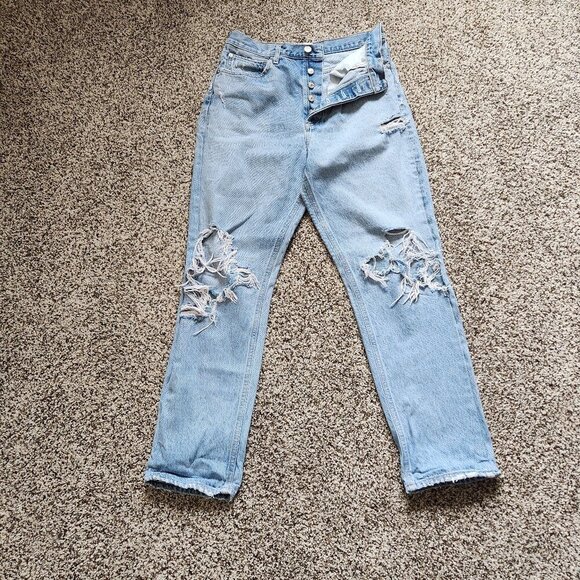 Agolde 90's Jean High Rise Loose Fit Jeans Womens Size 29 Distressed A069C-811 - Picture 1 of 6